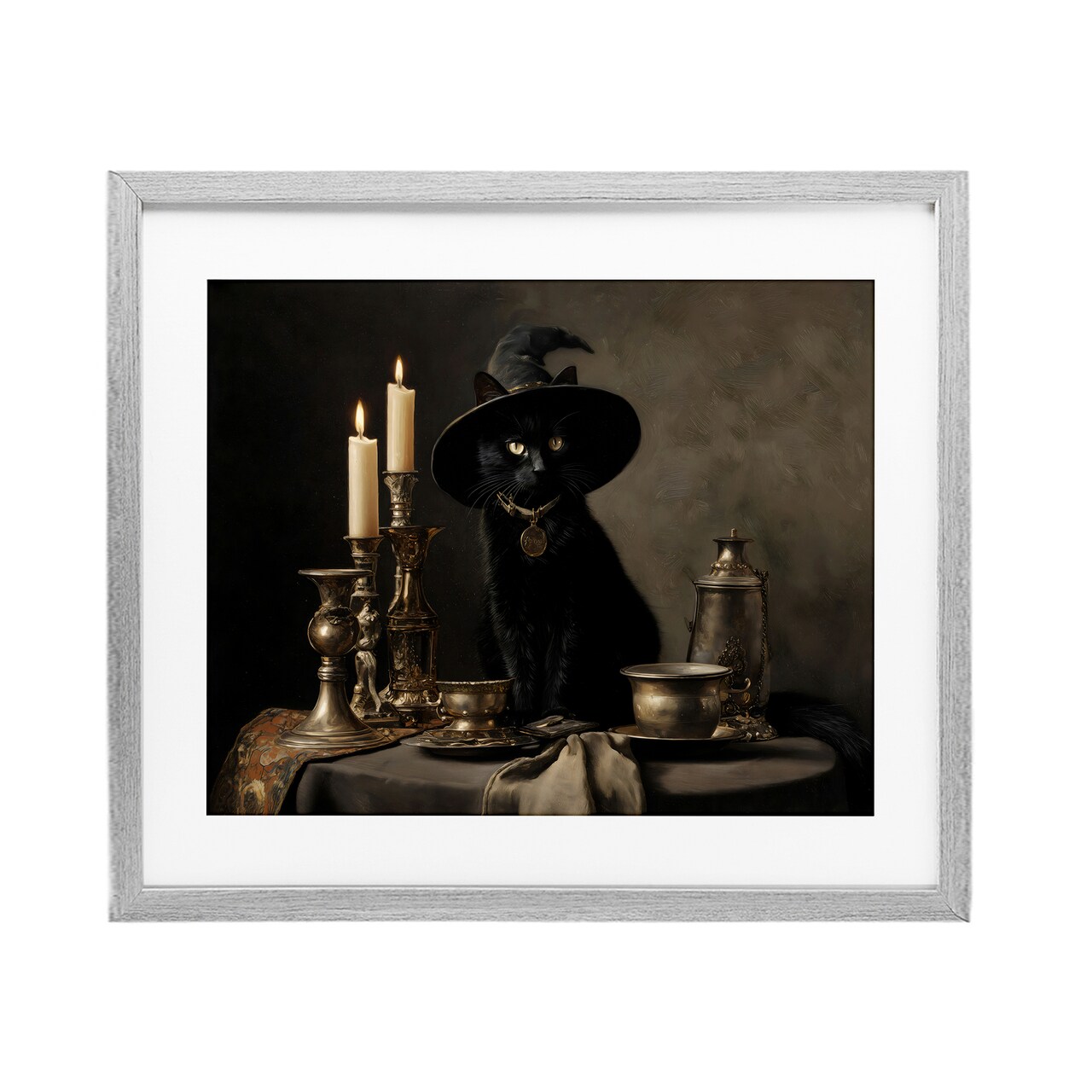 Stupell Industries Vintage Witchy Black Cat Framed Print Under Glass, design by Arlington Prints